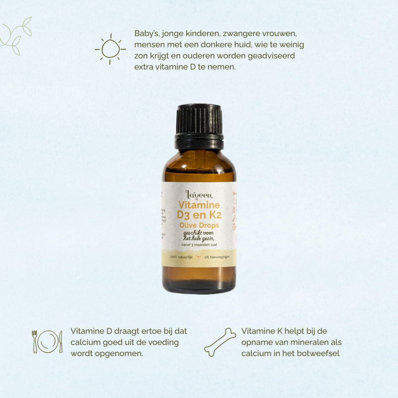 Laveen Vitamín D3 K2 pre bábätká a deti olivové kvapky 30 ml