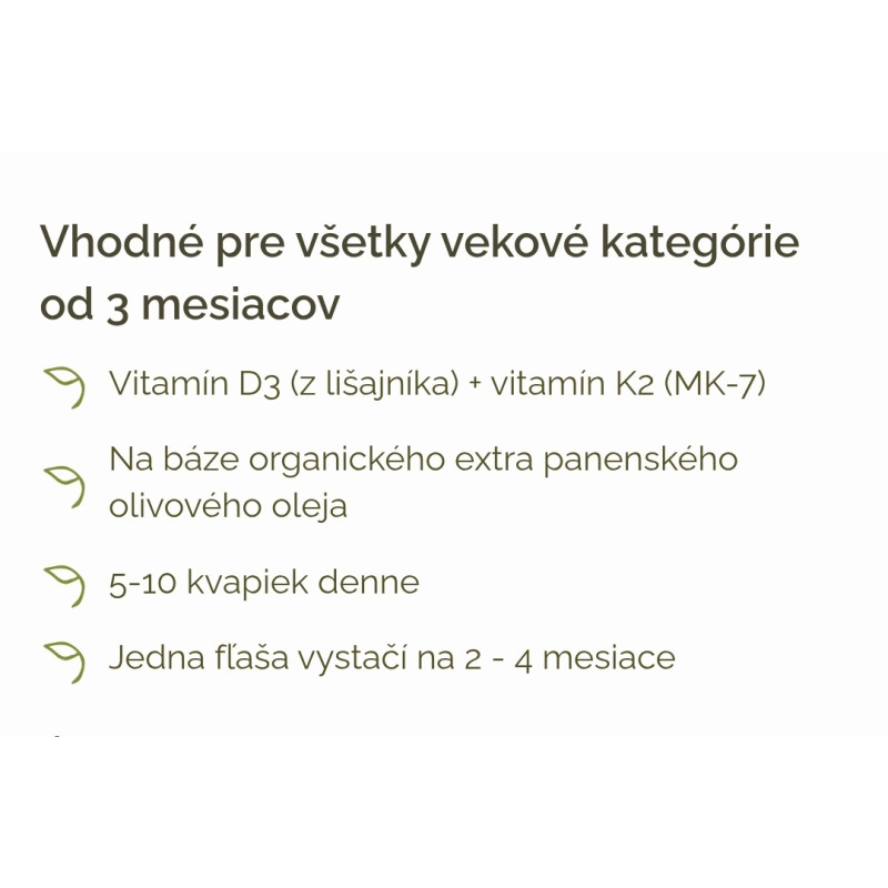 Laveen Vitamín D3 K2 pre bábätká a deti olivové kvapky 30 ml
