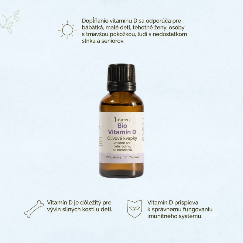 Laveen BIO Vitamín D olivové kvapky 30 ml